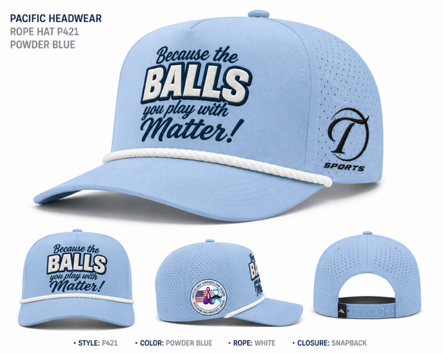 Testicle Sports Powder Blue Hat - "Because the Balls You Play with Matter!"
